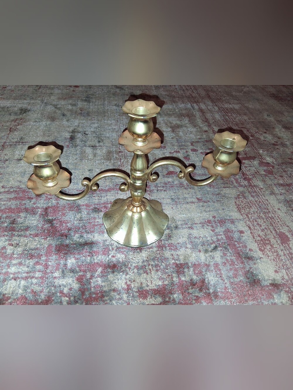Brass Three-Arm Candelabra Candle Holder
